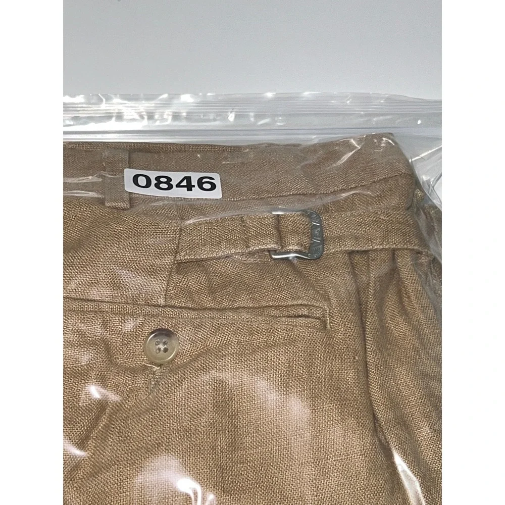 Polo Ralph Lauren Mens 36x32 Khaki Linen Classic Fit Adjustable Side Tab Pants